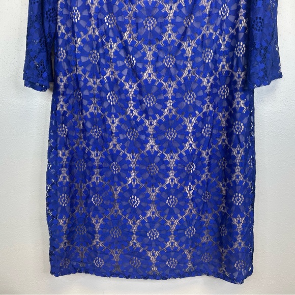 Jessica Howard Womens 16 1X Royal Blue Lace Dress Wedding Guest Cocktail Party - Picture 5 of 13